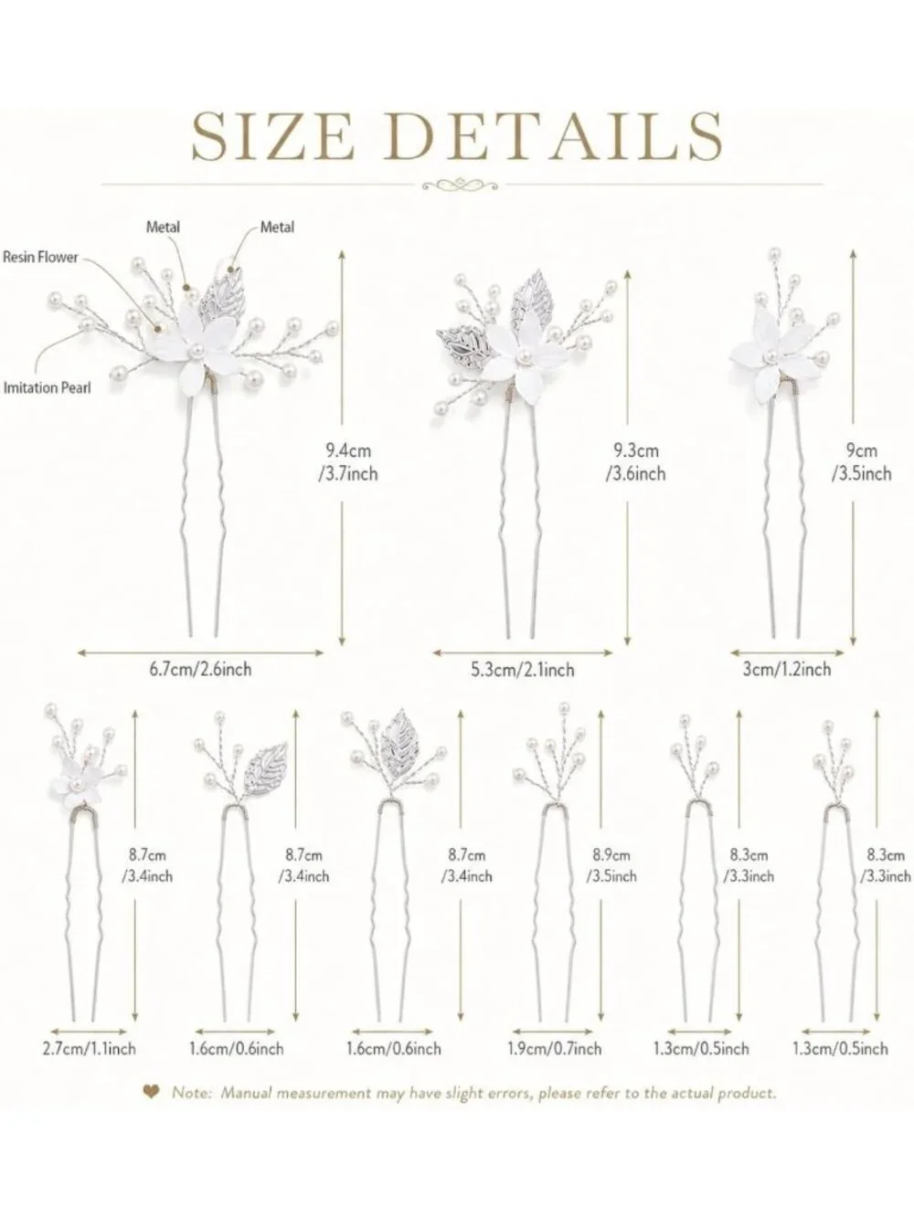 Handmade Pearl Wedding Hair Pins Set - White Flower Bridal Accessories for Women
